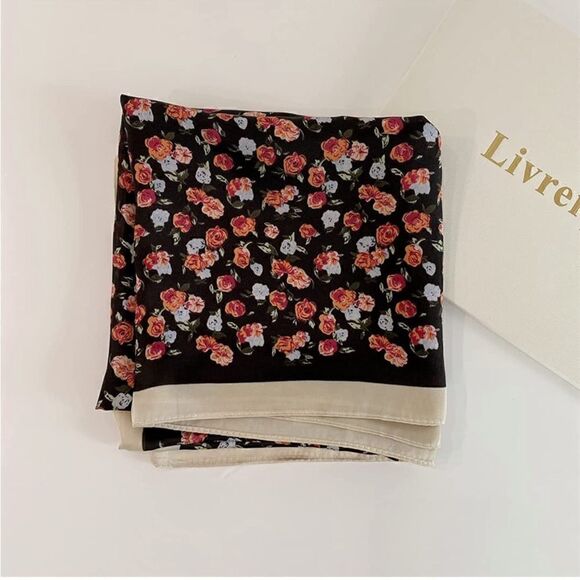 Black Rose Silky Scarf  main image 4